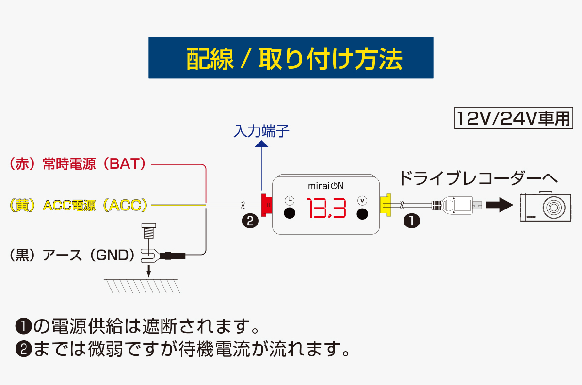 ラクラク オフタイマー常時電源ケーブル Miraion ミライオン