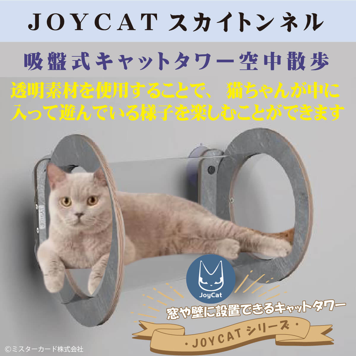 吸盤式キャットタワーで猫ちゃん空中散歩「JOYCATスカイトンネル 