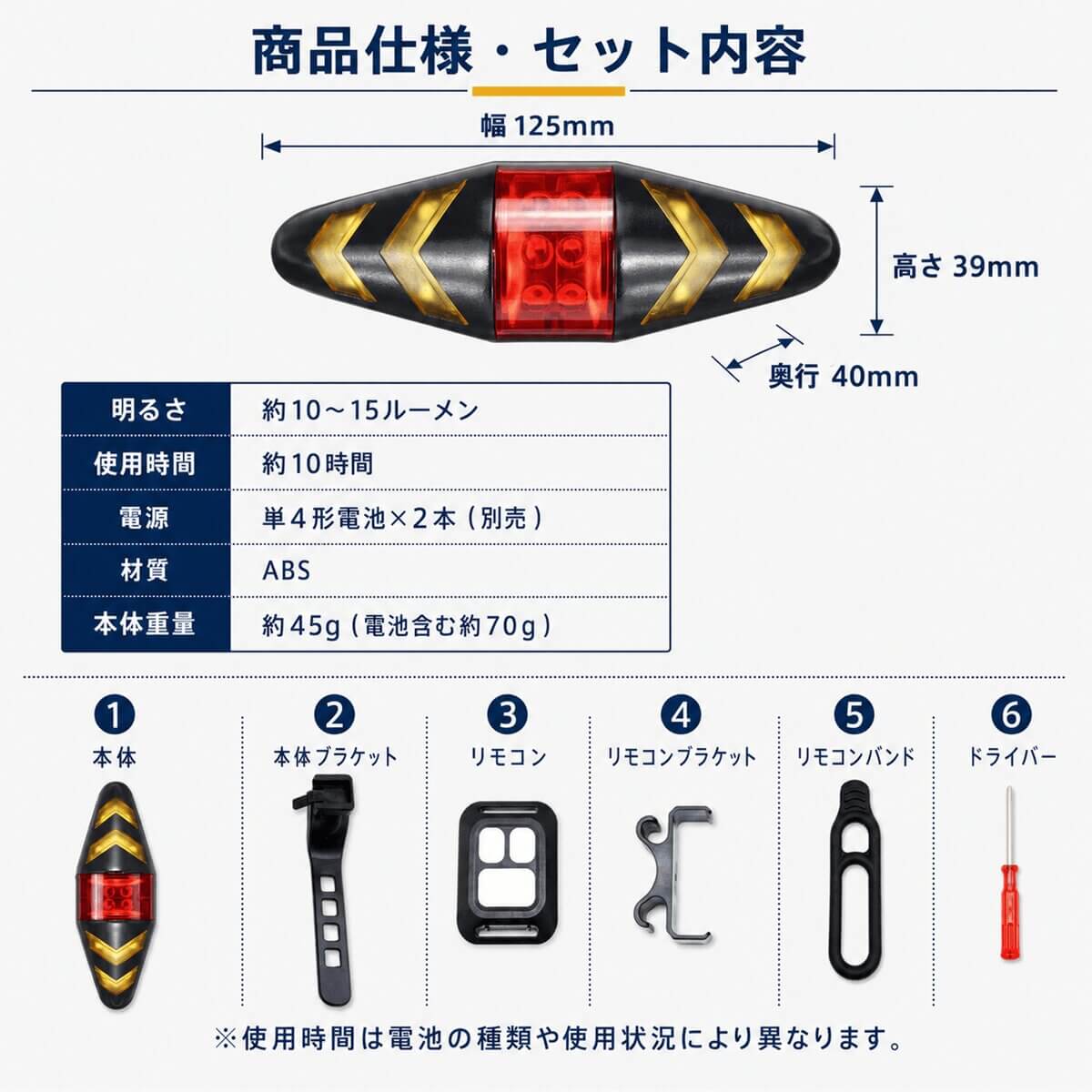 MR-BICLT-12の商品仕様とセット内容